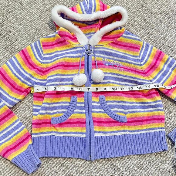 Y2K Striped Zip Up Cropped Sweater Indie Sleaze Coquette Brandy Vibes PINTEREST - Picture 6 of 8